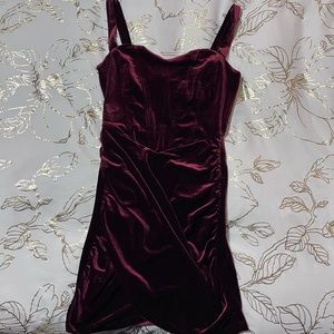 Cider. Burgundy Velvet Bodycon Corset Dress NWOT